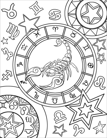 Scorpius Zodiac Sign Coloring Page